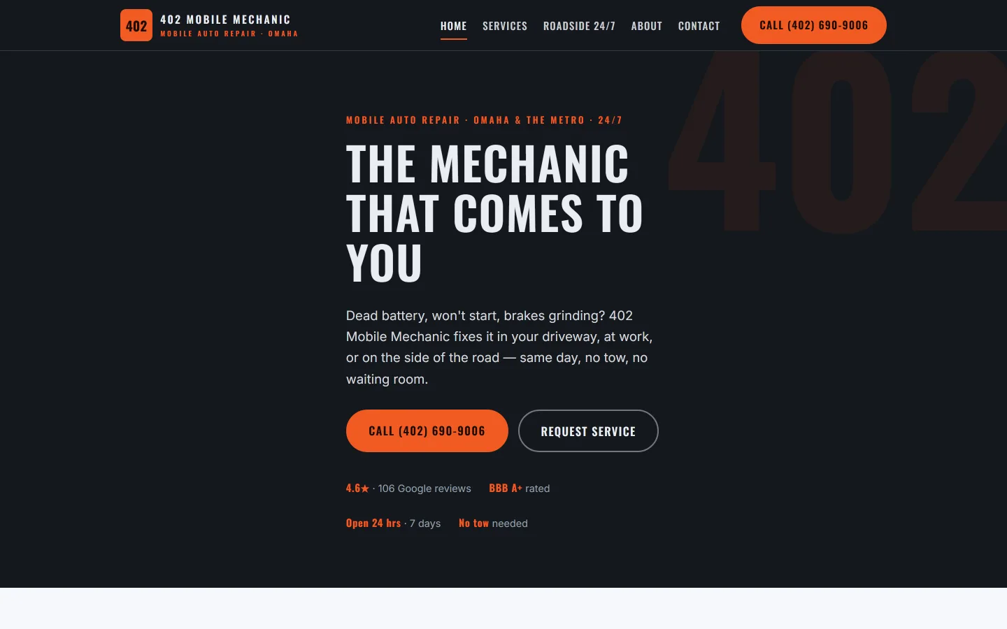 402 Mobile Mechanic website