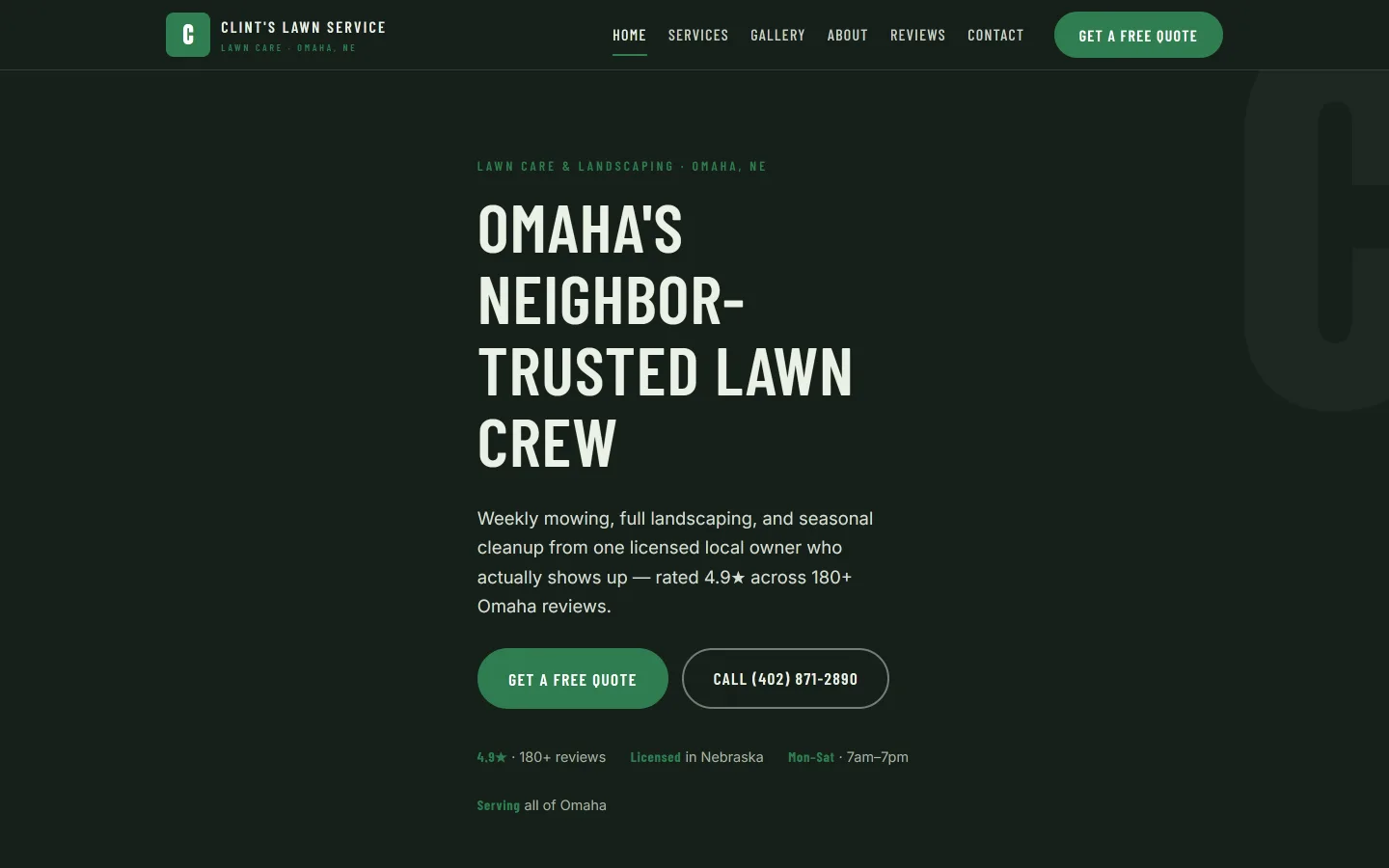 Clint's Lawn Service website