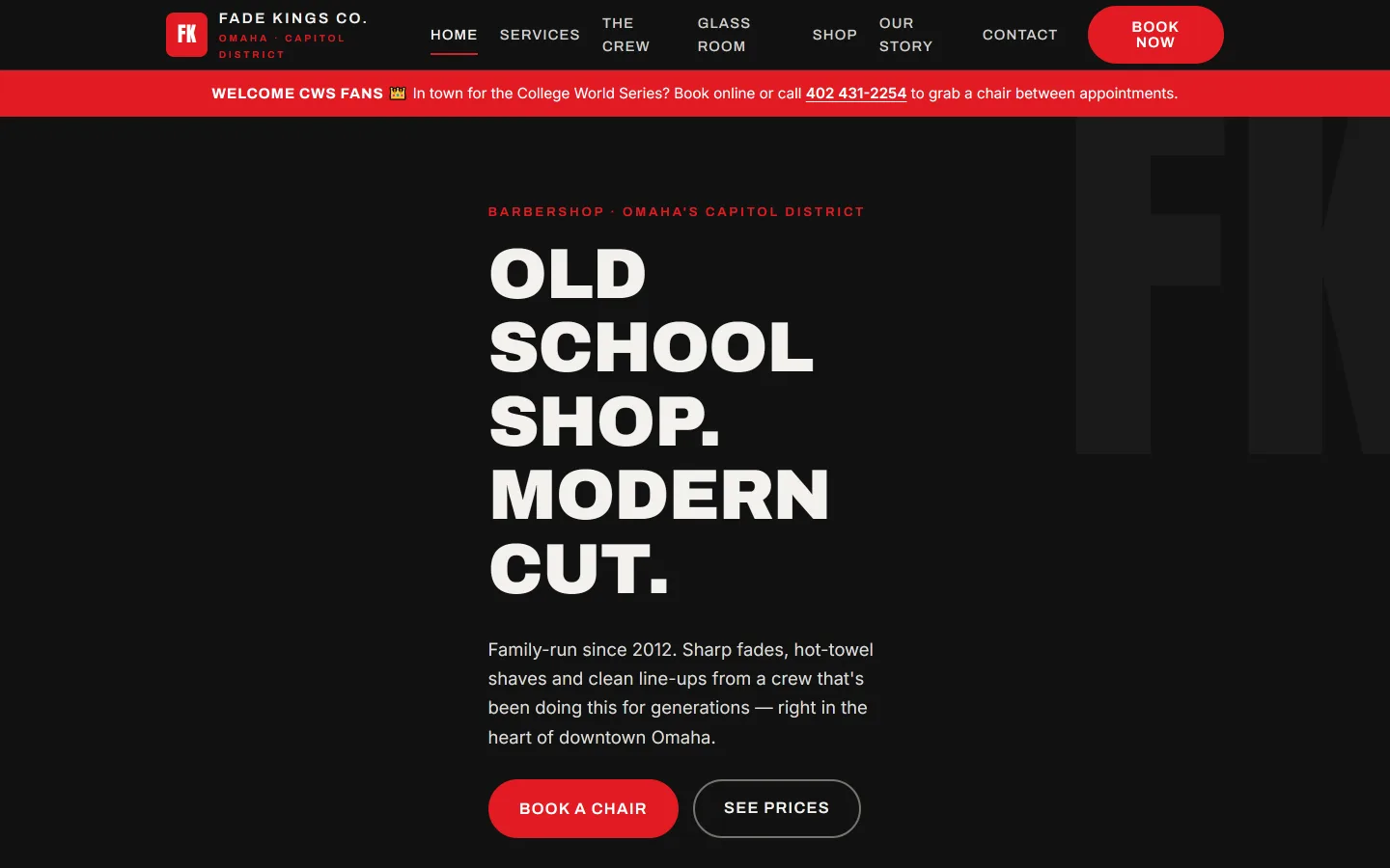 FadeKings barbershop website