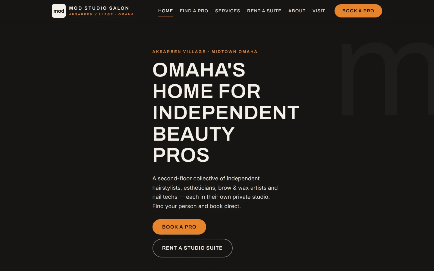 Mod Studio Salon website