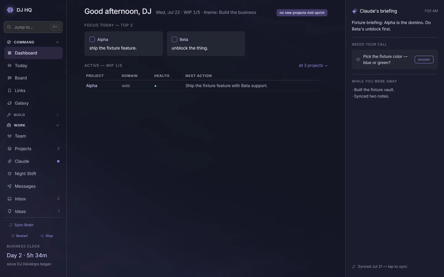 DJ HQ business command center dashboard