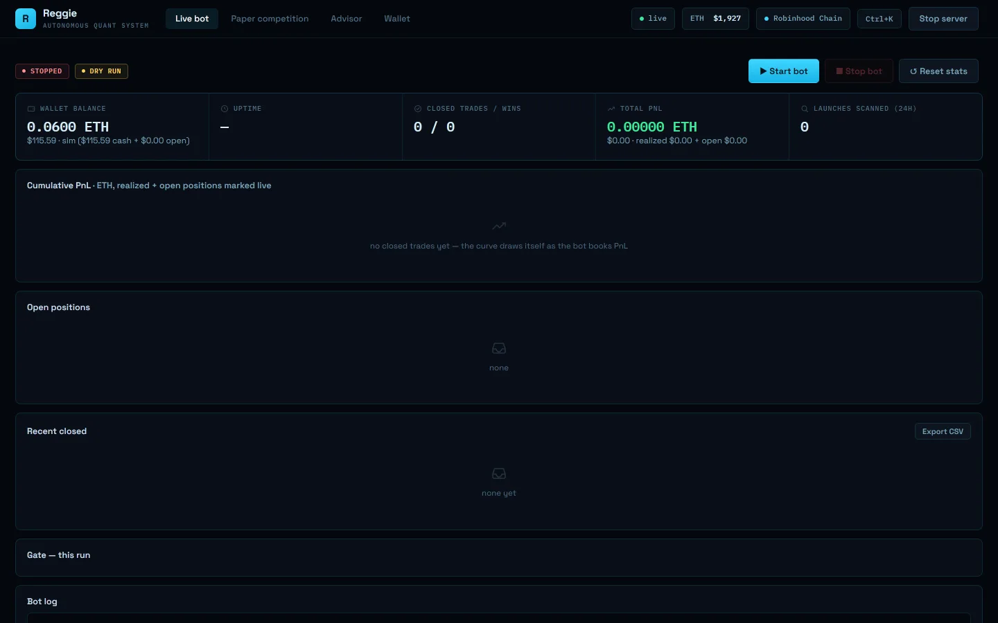 Autonomous trading automation dashboard