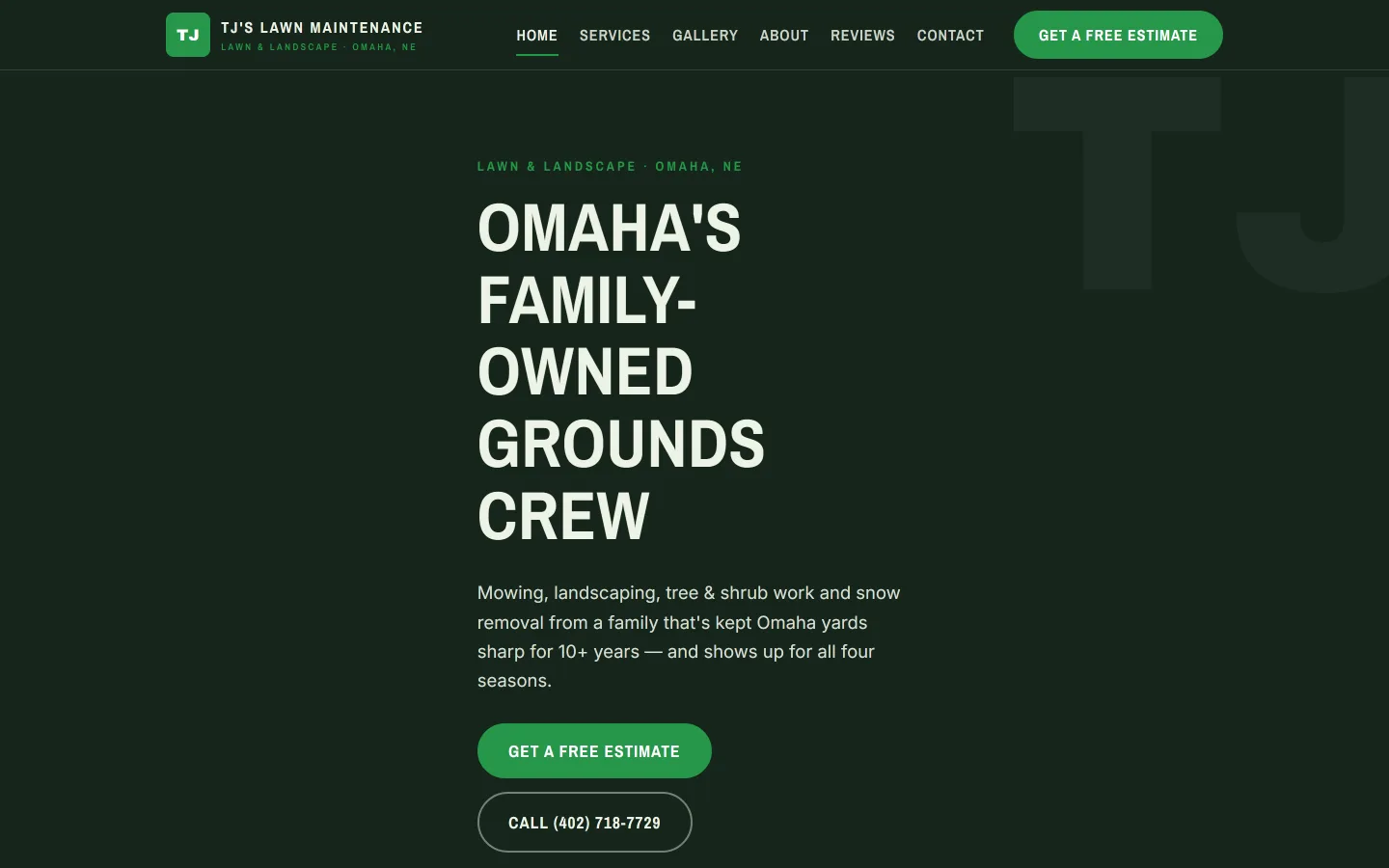 TJ's Lawn Maintenance website